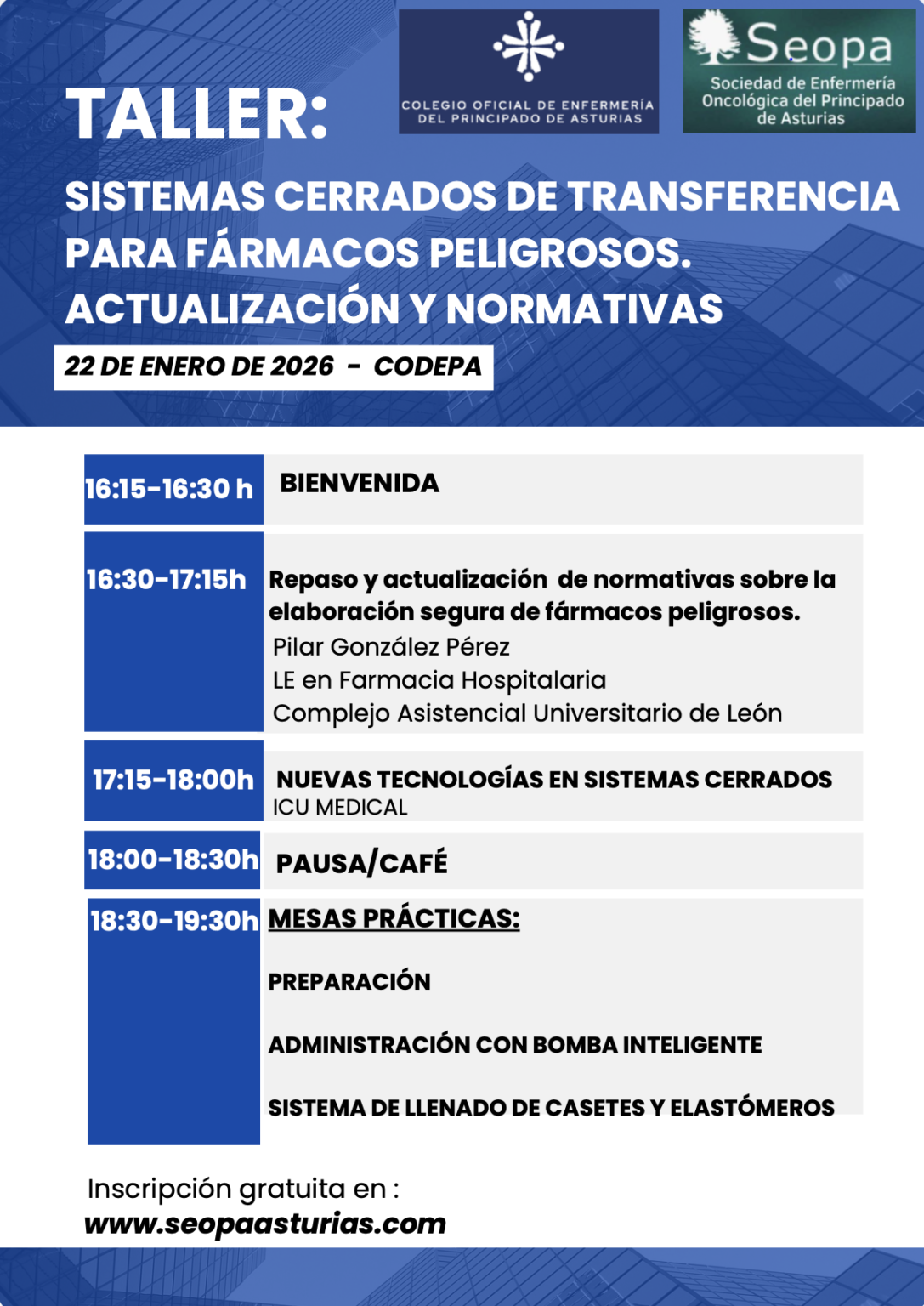 Seopa TALLER: SISTEMAS CERRADOS DE TRANSFERENCIA PARA FÁRMACOS PELIGROSOS ...